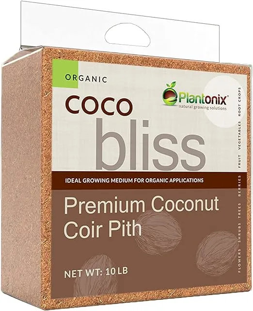 Coco Bliss (10lbs) - Organic Coco Coir for Plants - OMRI-Listed Coco Coir Brick for Garden Soil & Potting Mixes - Coconut Fiber Substrate Mixes with Potting Soil for Indoor Plants & Outdoor Plants