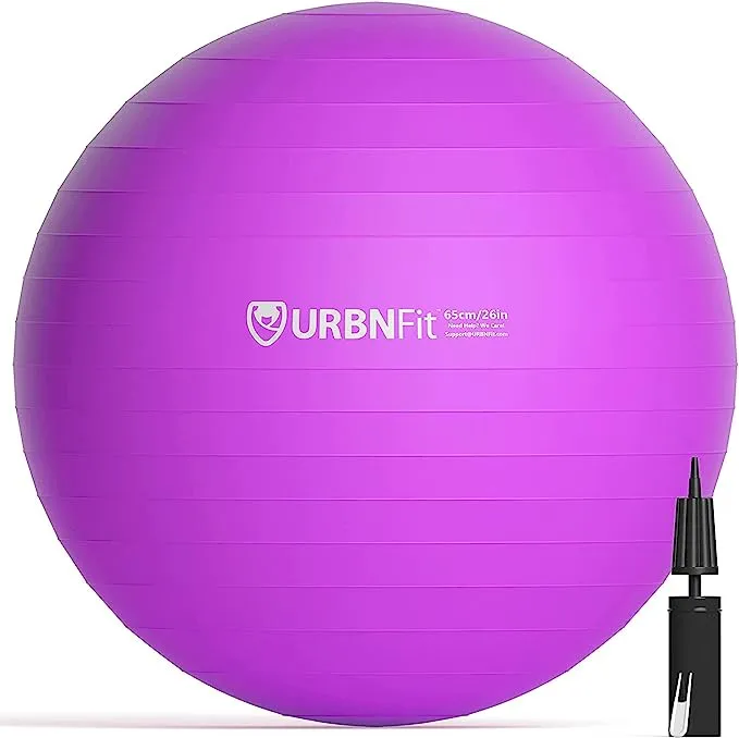 URBNFit Exercise Ball With Quick-Pump - Workout Ball For Stability, Anti-Burst & Anti-Slip Balance Ball For Fitness & Yoga (Red, 65cm)