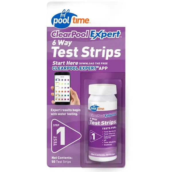 Pool Time Swimming Pool Spa &amp; Hot Tub Expert Test 6-Way Test Strips - 50 Strips