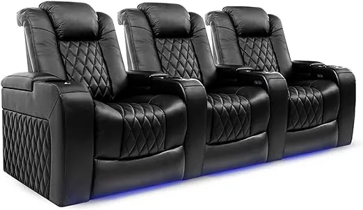 Valencia Tuscany Home Theater Seating | Premium Top Grain Italian Nappa 11000 Leather, Power RECLINING, Power Lumbar Support, Power Headrest (Row of