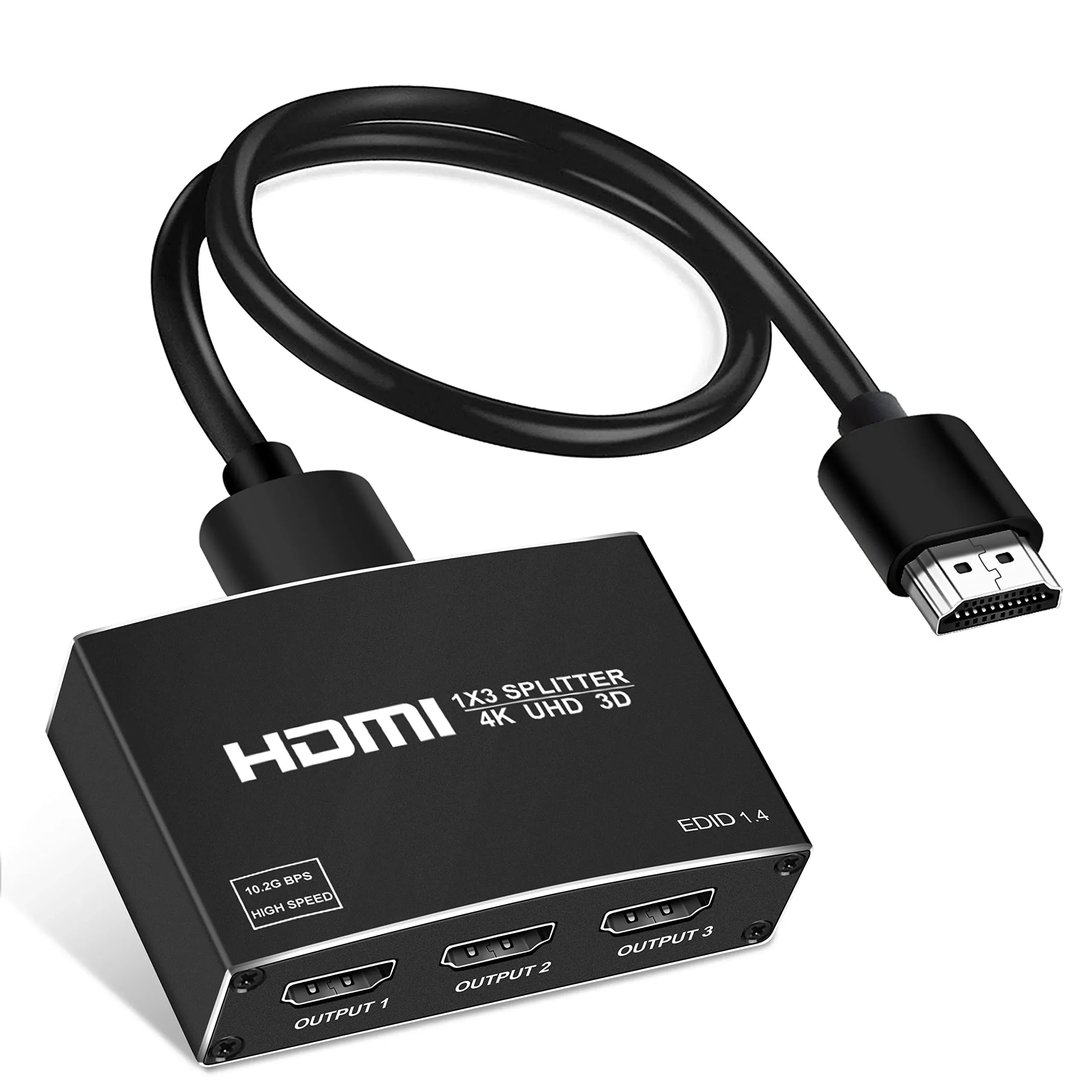 NEWCARE 4K HDMI Splitter 1 in 3 Out with 39 ft HDMI Cable, 1A3 HDMI Splitter Support 4Kx2K, 1080p, 3D, HDR, DTSDoby-TrueHD for Xbox PS54 Roku Blu-ray