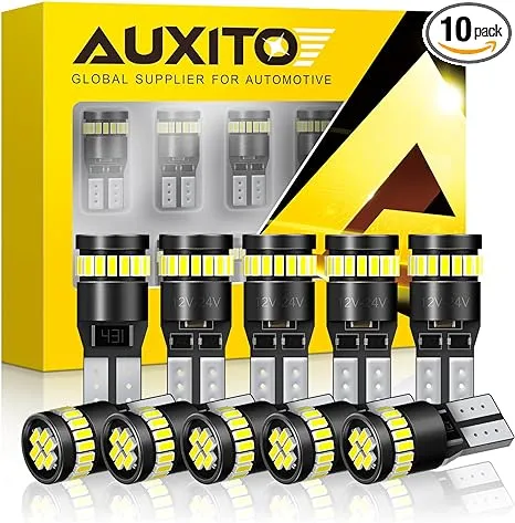 AUXITO 194 LED Light Bulb 6000K White 168 2825 W5W T10 Wedge 24-SMD 3014 Bulbs