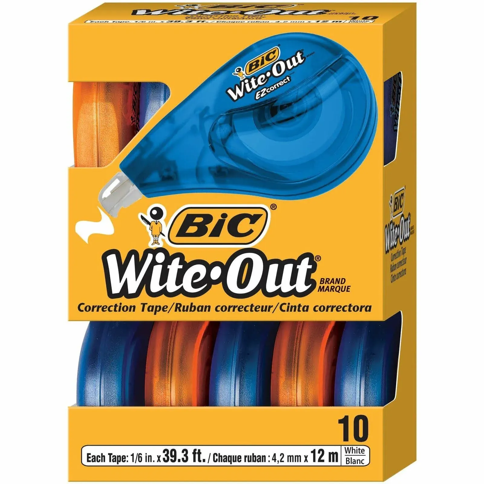 Bic Wite-Out Brand EZ Correct Correction Tape White 10-Count