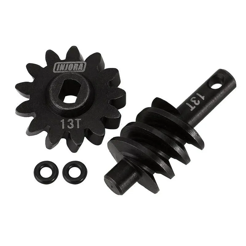 INJORA Underdrive Gears Differential Axle Steel Gears 1/12T Steel Worm Gears Upgrade Parts for AX24 SCX24 C10 JLU Gladiator Bronco Deadbolt Axial 1/24 RC Crawler Car