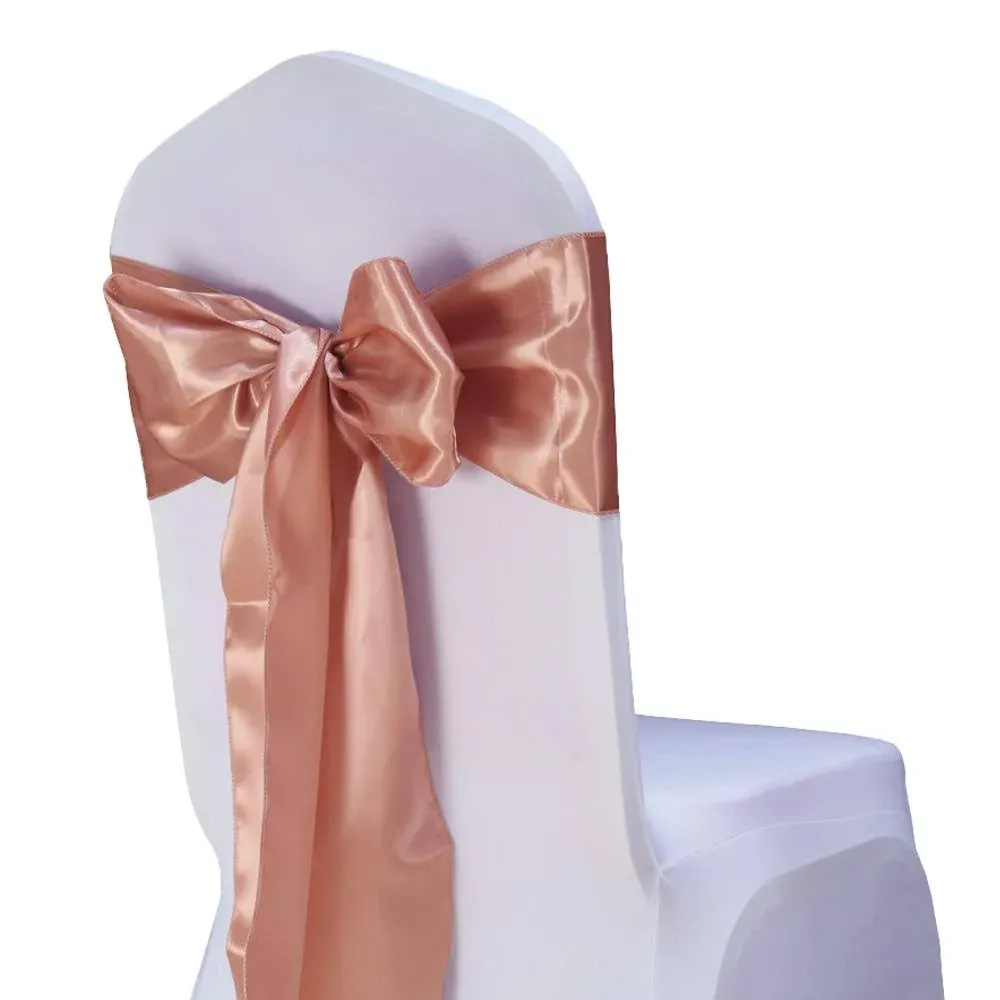 SINSSOWL Pack of 50 Satin Chair Sashes 7x108 inches for Wedding Party Feast B...