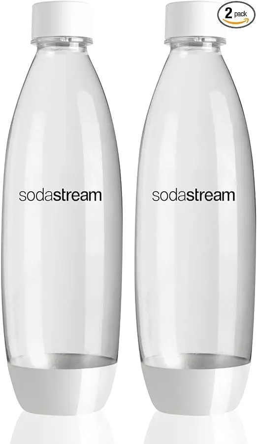 SodaStream 1L Carbonating Bottles Fit to Source Genesis Deluxe Makers Twin Pack White