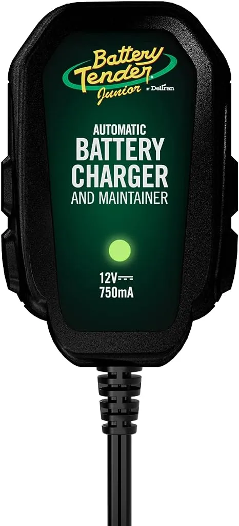 Battery Tender 021-0123 Junior 12V, 0.75A Battery Charger and Maintainer, Black/Green (021-0123)