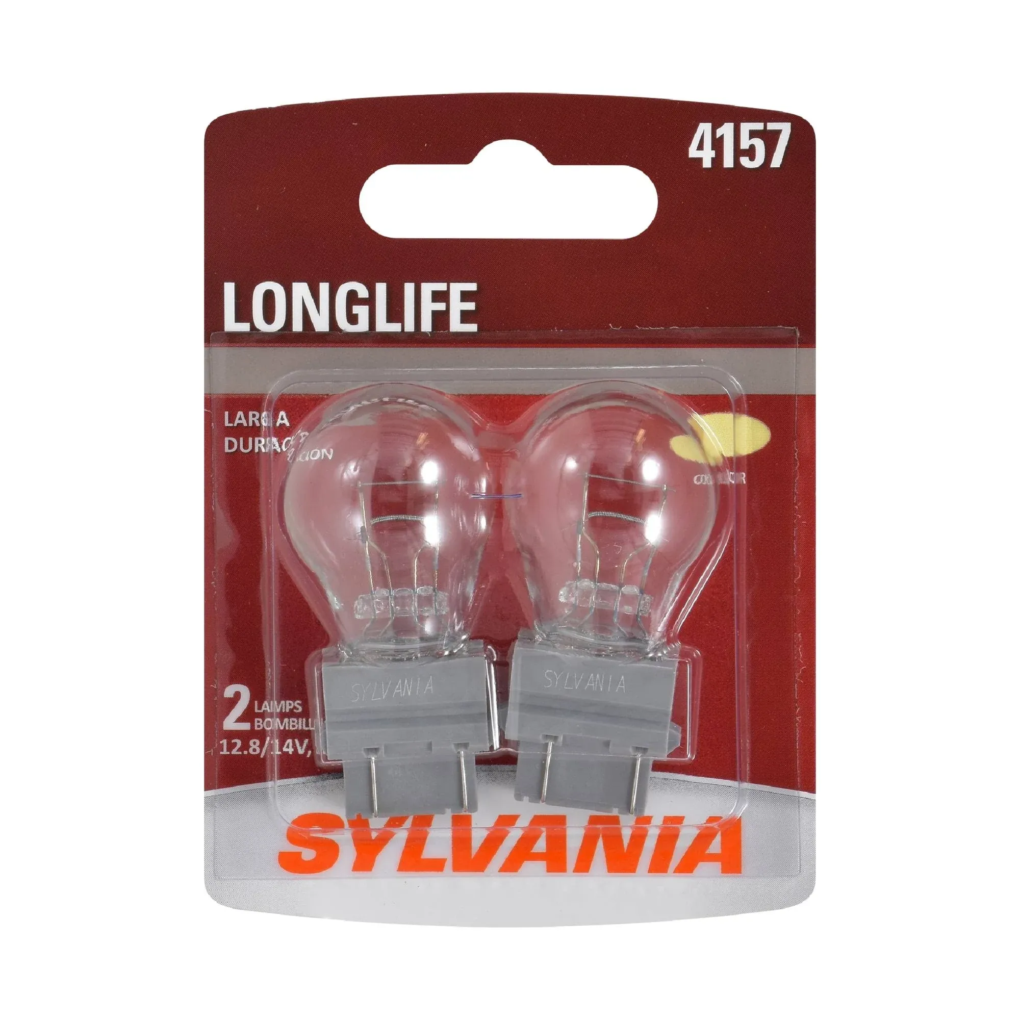 SYLVANIA - 4157 Long Life Miniature - Bulb, Ideal for Daytime Running Lights (DRL) and Back-Up/Reverse Lights (Contains 2 Bulbs)