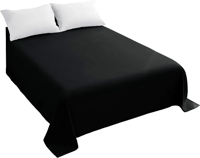 Sfoothome Twin Flat Sheet Black Top Sheet, Premium Hotel 1-Piece, Luxury and Soft 1500 Thread Count Quality Bedding Flat Sheet, Wrinkle-Free, Stain-Resistant