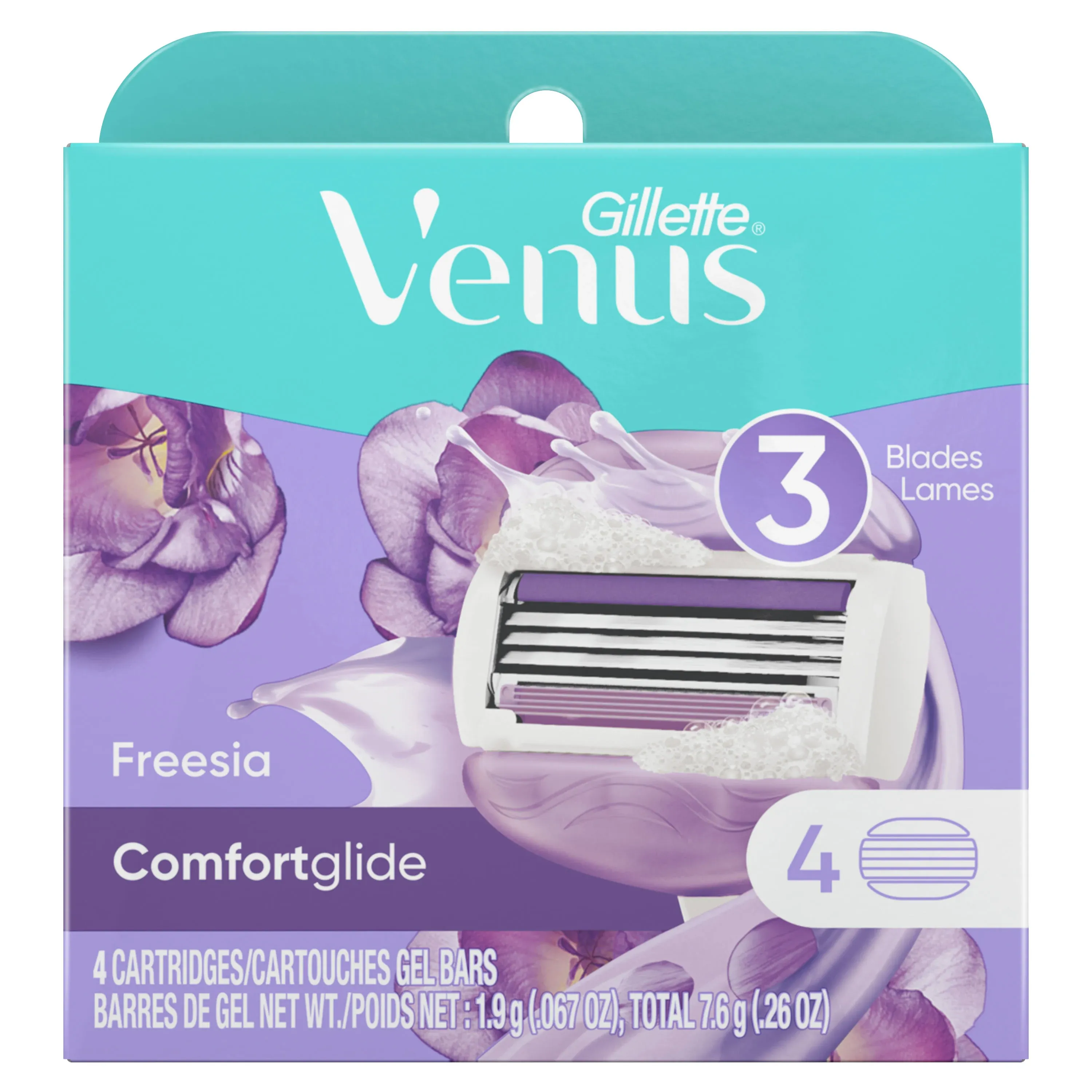 4 Gillette Venus Comfort glide Freesia Razor Blades Refill Cartridge fit Embrace