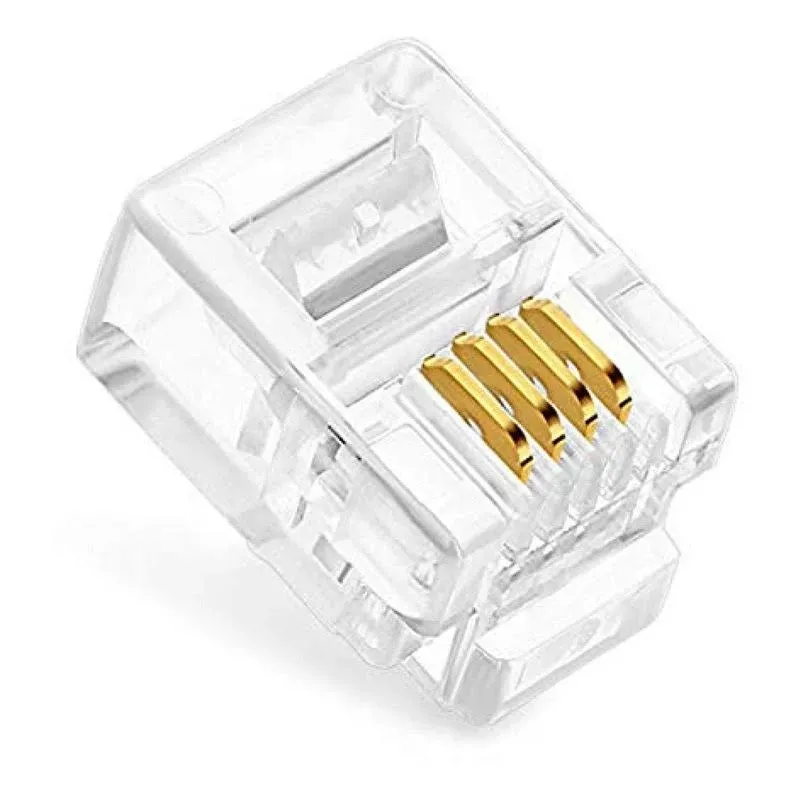 Uvital 100 Pack RJ11 6P4C Plug, Telephone Handset Flat Cord Cable Modular Plug Connector Phone Jack Adapter Crimp End Crimper Clear Plastic Transparent Color