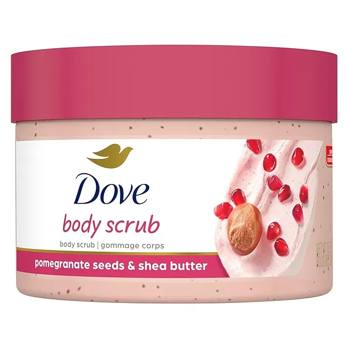 Dove Scrub Pomegranate & Shea Butter For Silky, Soft Skin Body Scrub Exfoliates and Provides Lasting Nourishment 10.5 oz