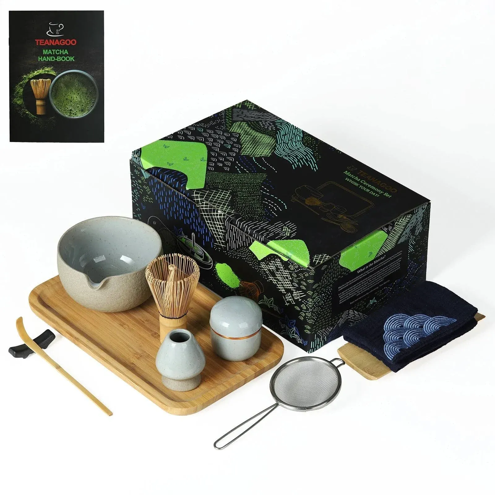 TEANAGOO Japanese Tea Set with Bamboo Tray, Matcha Whisk Set, Matcha Bowl