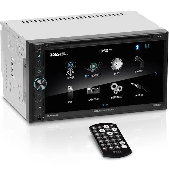 BOSS Audio Systems Elite BV775B Car DVD Player - A-Link (Screen Mirroring), Bluetooth Audio and Hands-Free Calling, 6.95 Inch LCD Touchscreen, Double Din, MP3, CD, DVD, USB, SD, Aux A/V Input, AM/FM 