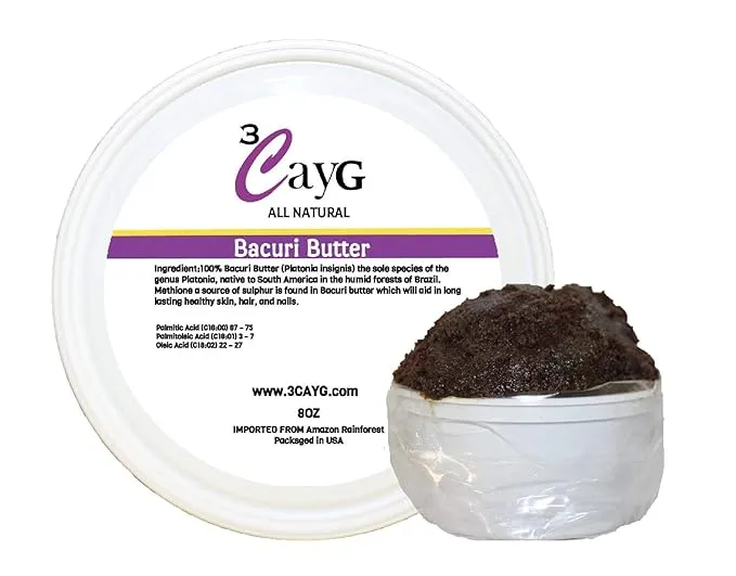 3CayG 8oz Bacuri Butter Raw Unrefined for Skin and Hair Nourishment