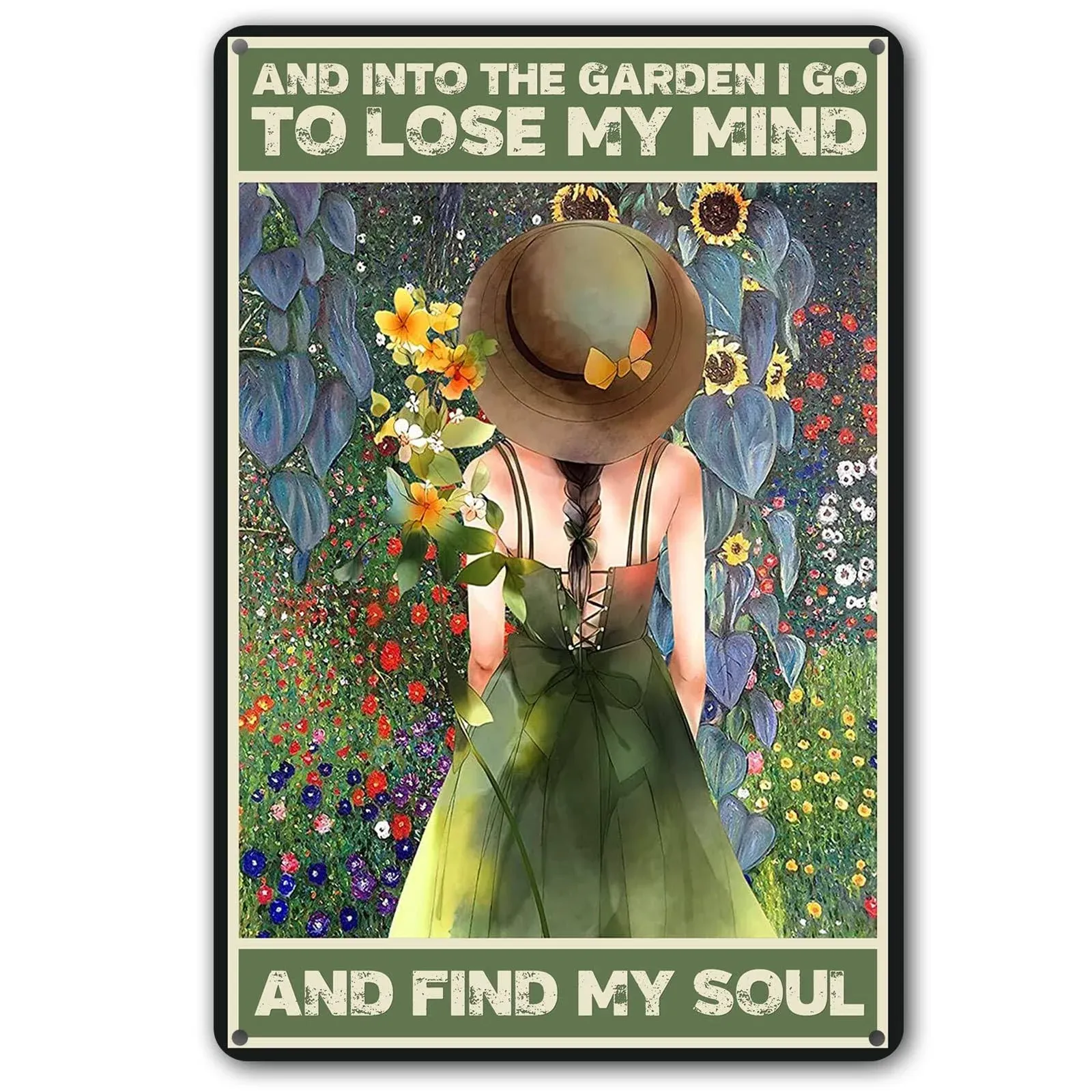 Funny Garden Decor Garden Gifts And Into The Garden I Go Metal Garden Sign Outdoor, 12" x 8", (256)