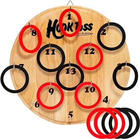 SUNGIFT Hook Ring Toss Game for Adults & Kids - Yard Hooky Ring Tossing Games - Hookie Wall Game Indoor & Outdoor Family Fun - Home, Party, Office, Camping & Backyard Games