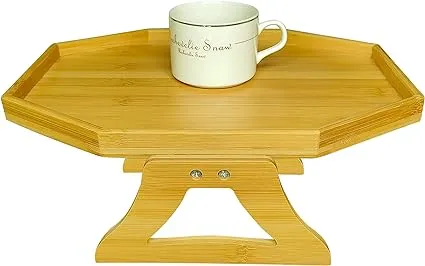 Couch Cup Holder Tray Tables Natural Bamboo Sofa Armrest Table Clip-On Tray,Couch Cup Holder