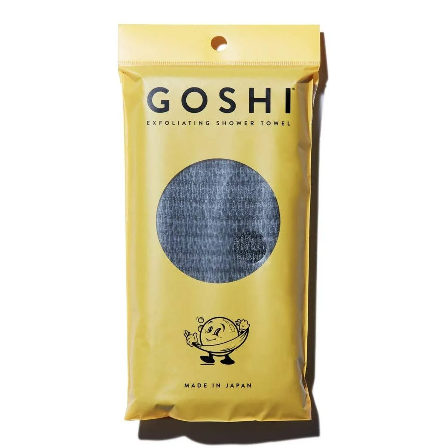 GOSHI Exfoliating Shower Towel - Rip-Resistant Exfoliating Washcloth for All Skin Types - Marigold Yellow - Made in Japan