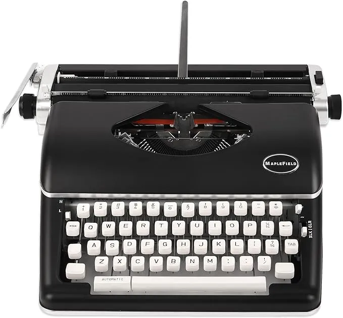 Maplefield Black Vintage Typewriter for a Nostalgic Flow - Manual Typewriter Portable Model for Remote Writing Locations - Sleek & Durable Type Writer Classic Word Processor - Typewriters for Writers