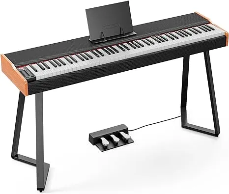 UMOMO UMP-713 88 Key Weighted Keyboard Piano with Thick Triangular Metal Stand  Beginner Digital Piano Full Size Heavy Hammer Weighted Action Electric Piano Keyboard with Bluetooth & MIDI  Black