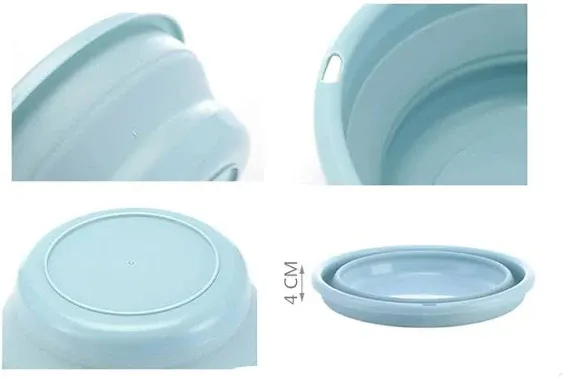 10" Multi-Purpose Collapsible Dish Tub Bowl BPA-Free Round Lightweight Collapsible Wash Basin (Blue)