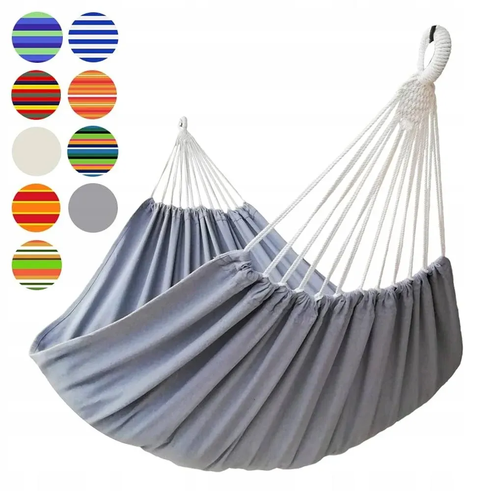 Brazilian Double Hammock 2 Person Extra Large 220x160cm Total Length 330cm Load 500lb Canvas Cotton Hammock for Patio Porch Garden Backyard Lounging Outdoor and Indoor(Rainbow) XXL