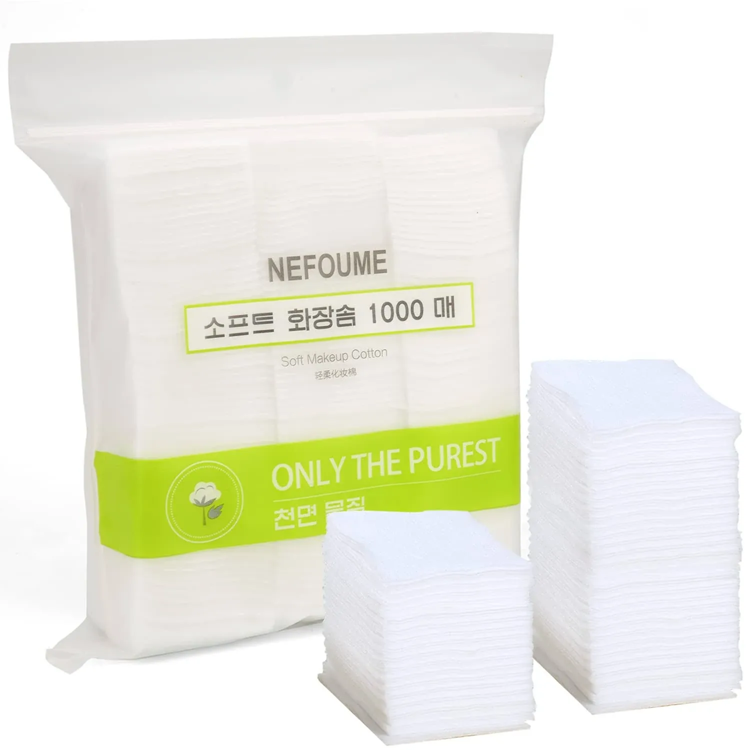 1000pcs Ultra Thin Square Cotton Pads, Makeup Facial Nail Polish Remover Pads ...