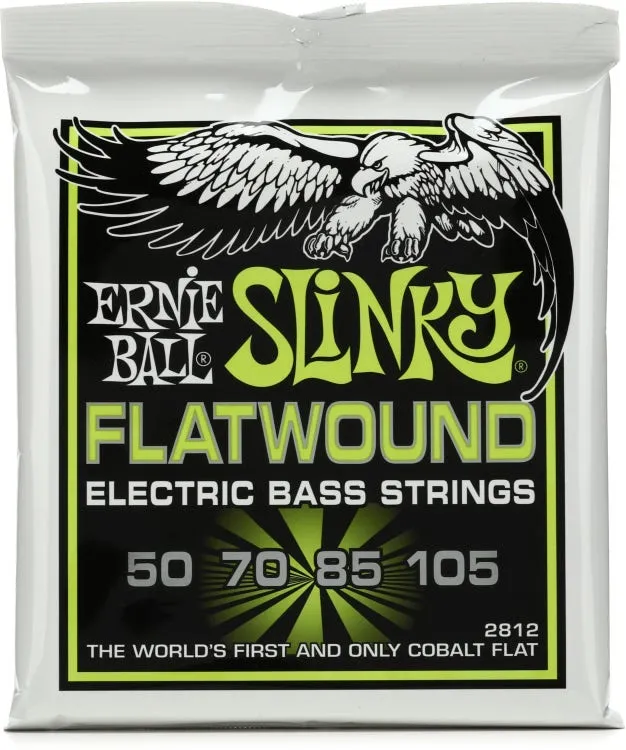 Ernie Ball Regular Slinky Flatwound Bass Guitar Strings, 50-105 Gauge (P02812)