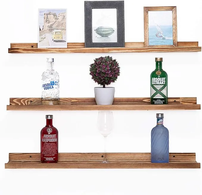 AZSKY Large Floating Shelves 36 Inch Wood Wall Mounted Set of 3 Floating