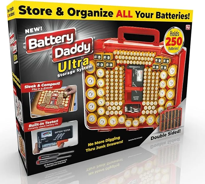 Smart Battery Daddy, Battery Storage System with Built in Battery Tester to Organize 150 Batteries