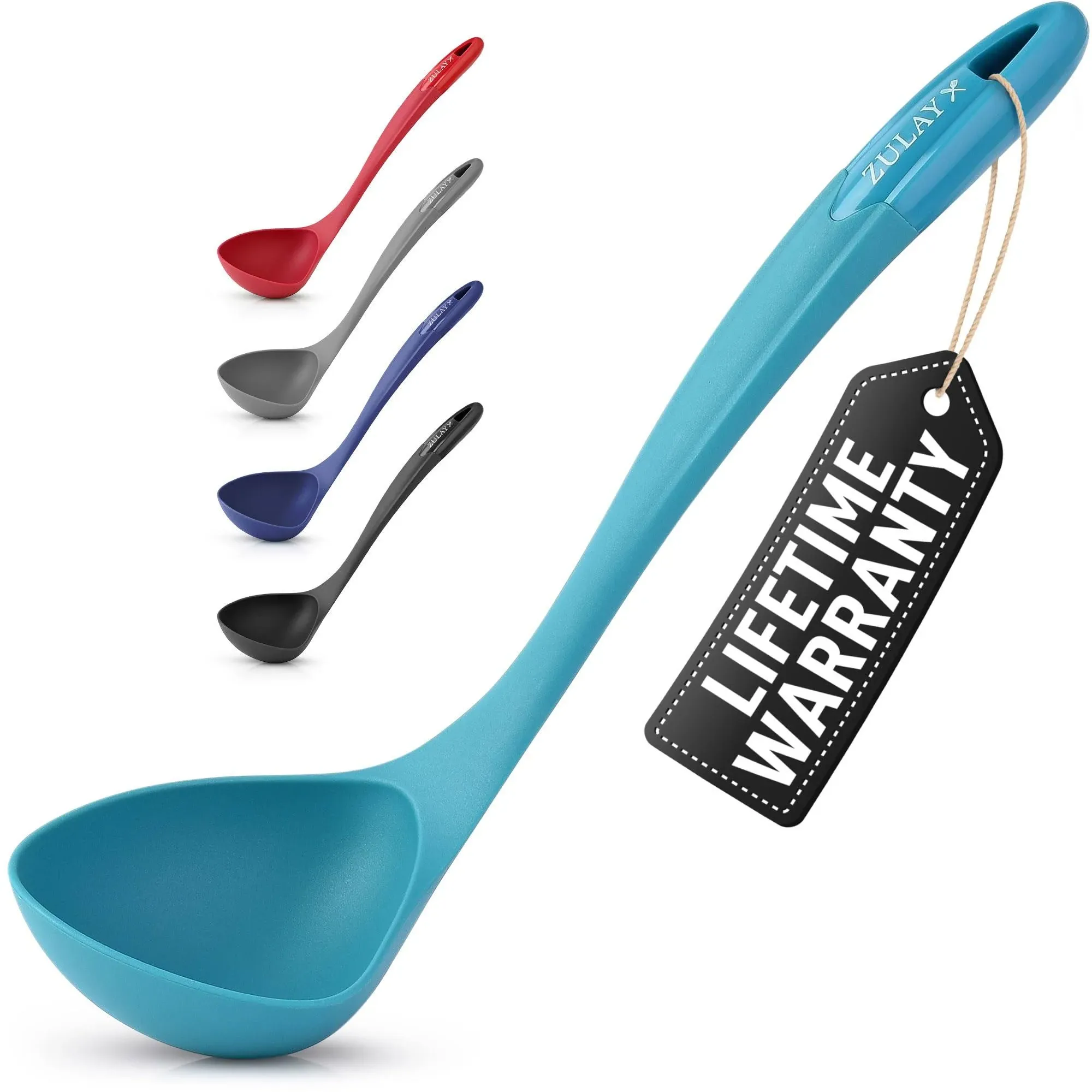 Zulay Kitchen Zulay Soup Ladle Spoon with Comfortable Grip Cooking and Serving Spoon for Soup