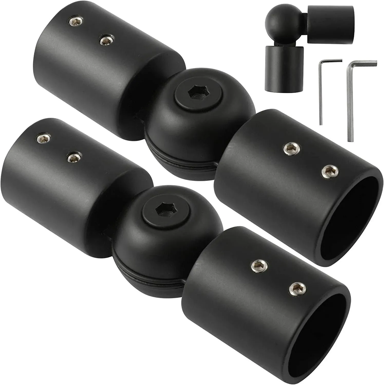 Anndason Heavy Duty Hinged Elbow Connector Curtain Rod Corner Connector Elbow Connector for 1 Inch Bay Window Curtain Rods, Black Color, (Set of 2)