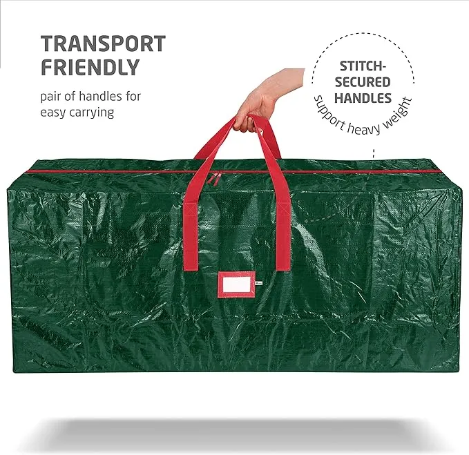 ZOBER Large Christmas Tree Storage Bag - Fits Up to 9 ft Tall Holiday Artificial Disassembled Trees with Durable Reinforced Handles & Dual Zipper - Waterproof Material Protects from Dust (Green)