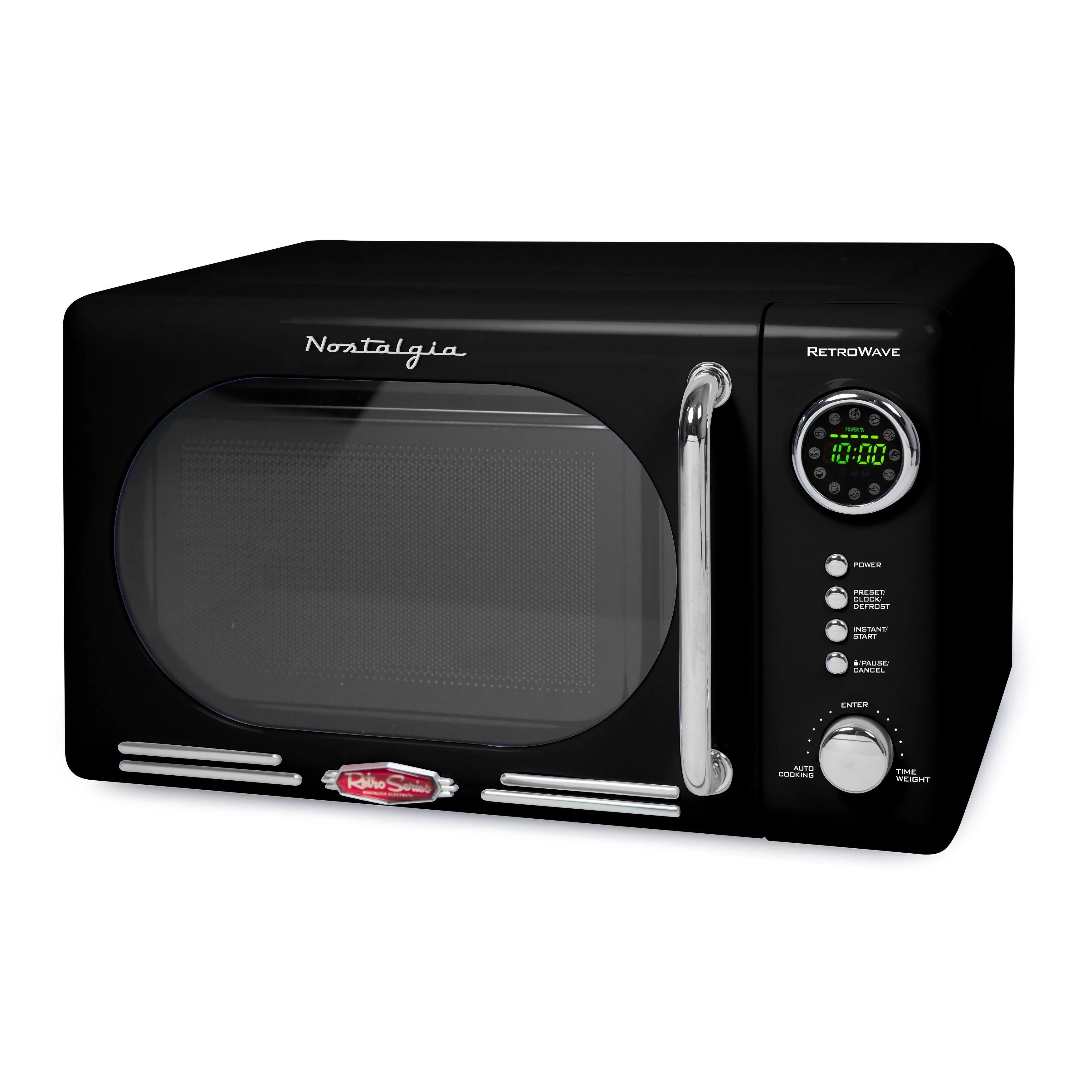 Nostalgia Retro Compact Countertop Microwave Oven, 0.7 Cu. Ft. 700-Watts with LED Digital Display, Child Lock, Easy Clean Interior, Red