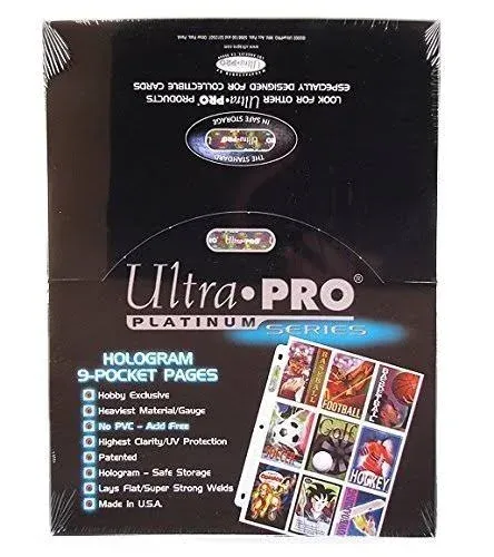 Ultra PRO - 100ct Card Sleeves & Trading Card Binder Sheets (9 Pocket Platinum), Ultimate Sports Card Protection, Collectible Trading Cards and Valuable Gaming Cards, Sized to Fit Standard Size Cards