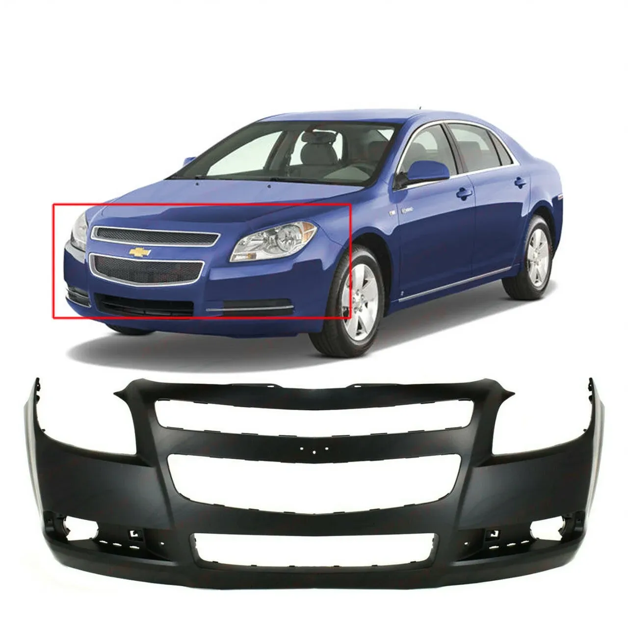 FitParts Compatible with Front Bumper Cover 2008-2012 Chevrolet Malibu LS LT LTZ Hybrid Sedan 08-12. New, Primed and Ready for Paint. with Fog Light Holes. GM1000858 11745806 2009 2010 2011