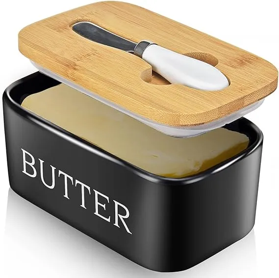 Butter Dish with Lid, Large Butter Dish for Countertop,Cer<wbr/>amic Butter Keeper 