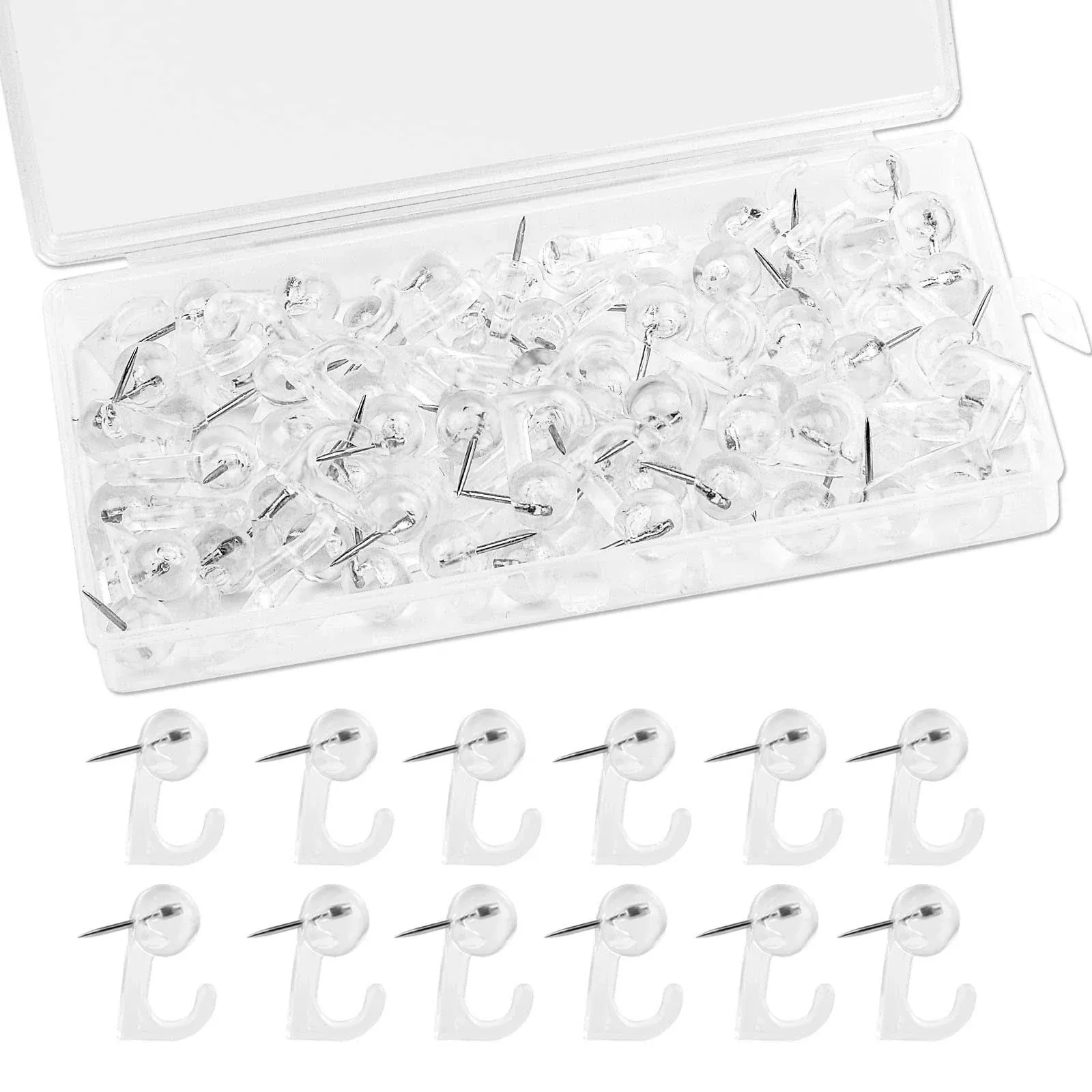 60Pcs Plastic Thumb Tack Hook, Heads Pin Tacks Wall Thumb Tacks Hanging Nails