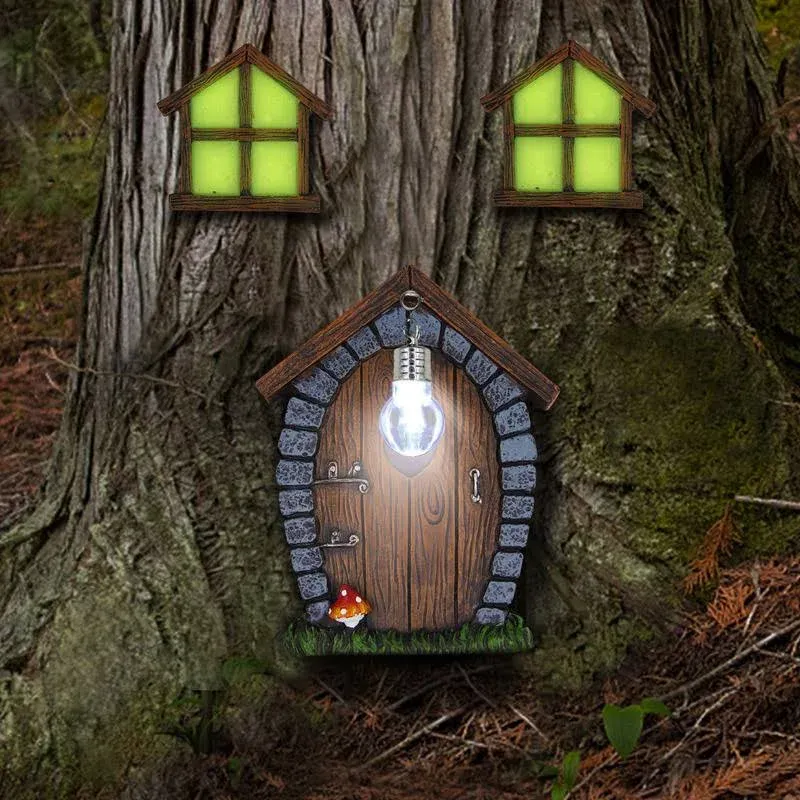 Miniature Fairy Gnome Home with Glow-in-the-Dark Door and Windows