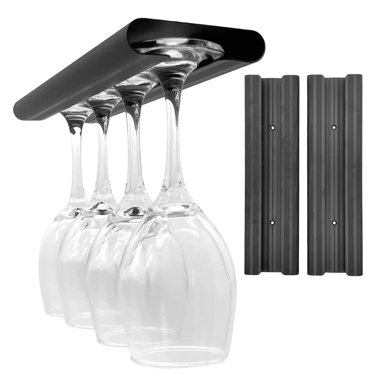 AA Brothers Aluminum Wine Glass Rack 2 Pack, Under Cabinet Black,Burgundy 