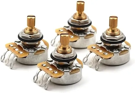 CTS 500k pot, 500k potentiometer guitar potentiometer for volume and tone, short Split Shaft Audio Taper Pots - Set of Four (4X) - 10% Tolerance - TAOT The Art Of Tone