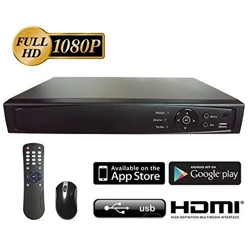 101AV 8CH Security System Hybrid HD H.265/H.264 5in1 DVR/NVR, HD-TVI/CVI/AHD/IP, 1TB HDD, 1080P HDMI/VGA Video Out, Phone APPs for Home & Office, Work w/ 5MP Lite Analog & 4MP IP Camera (no PoE)