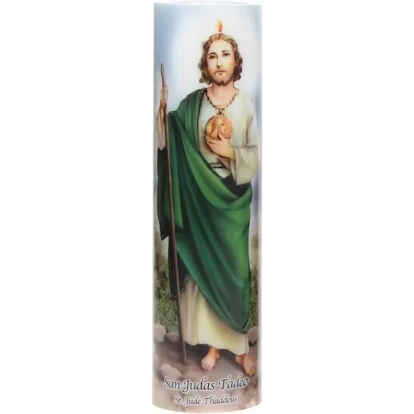 St. Jude Flameless LED Devotional Prayer Candle with Automatic Timer