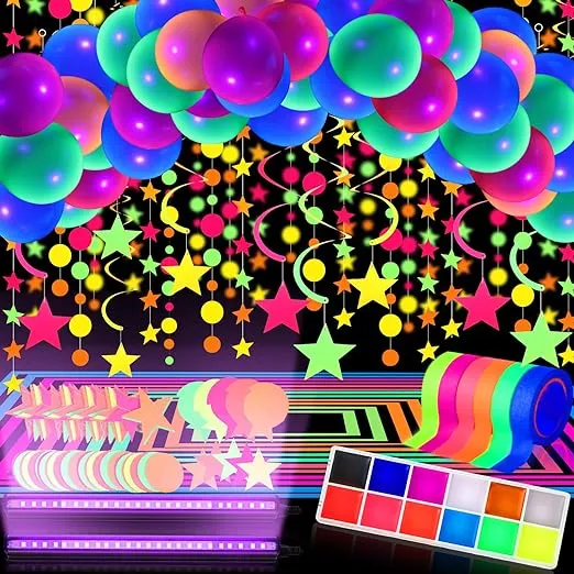 116 Pcs Glow in The Dark Party Supplies Neon Glow Decorations Set, Backlight Bar