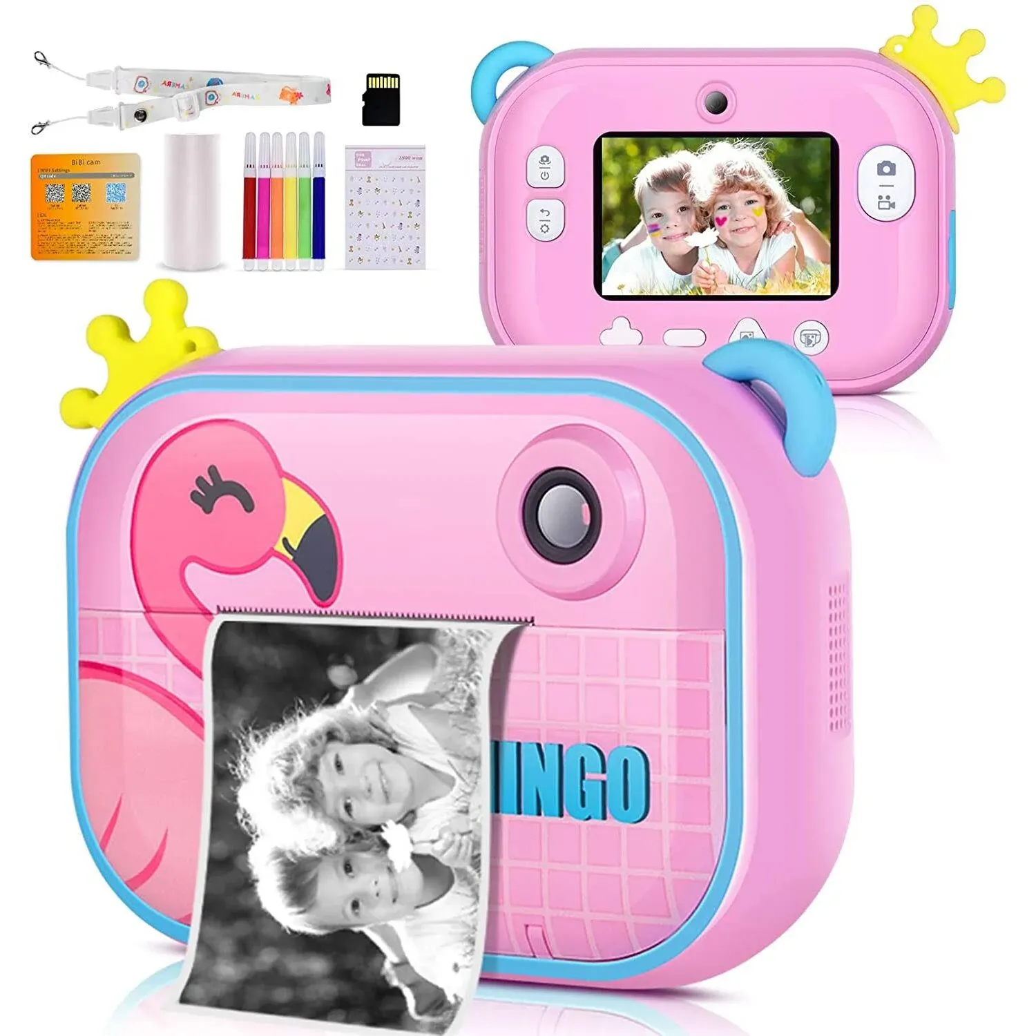 Instant Print Camera for Kids, 2.4 Inch Screen Camera with 3 Print Paper, Birthd