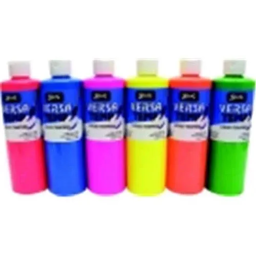 Sax Versatemp Tempera Paints, Assorted Fluorescent Colors, Set of 6 - 1440727