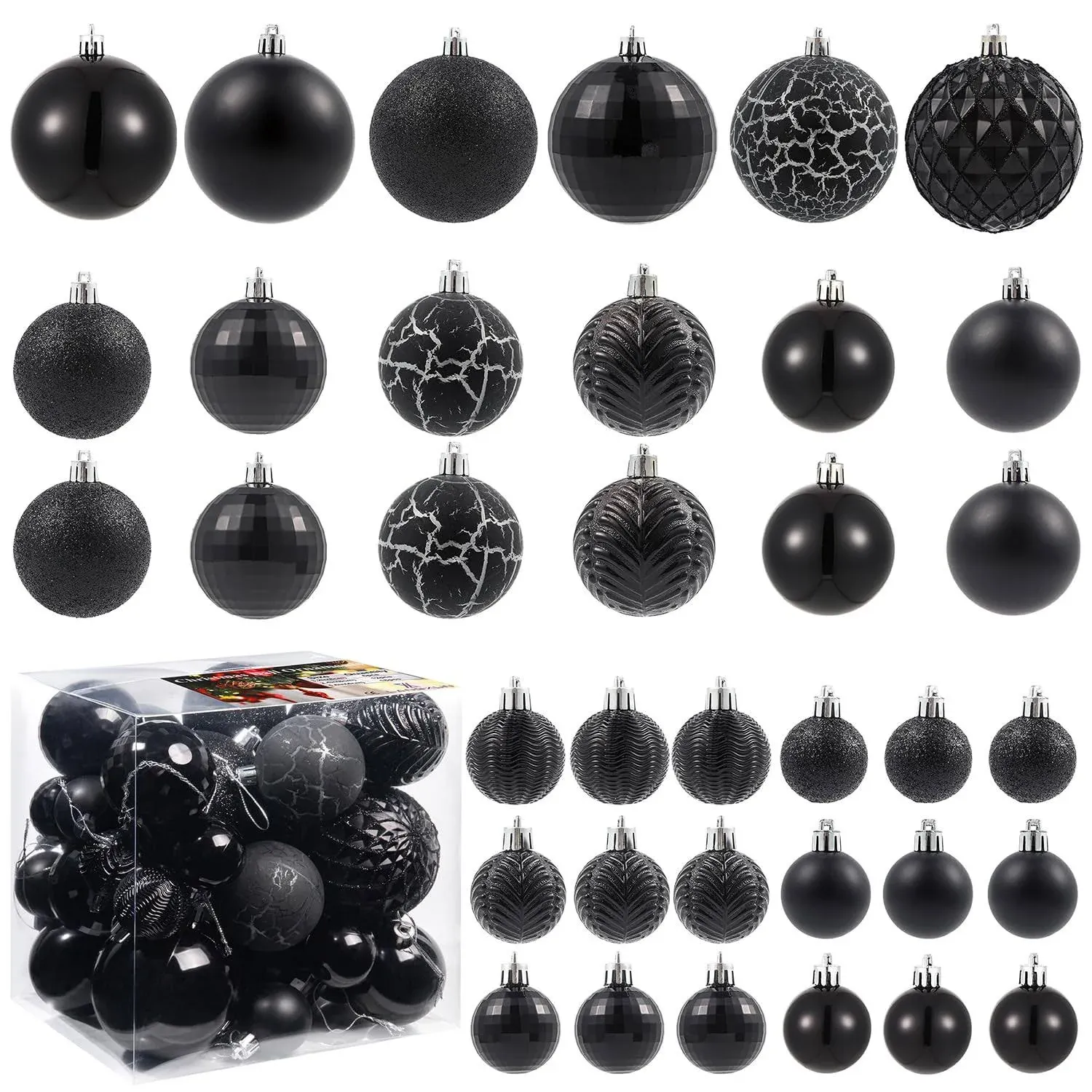 LANGXUN 36pcs Black Christmas Tree Decorations Balls 2023, Bolas de Navidad ...