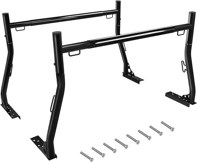 JY PERFORMANCE Truck Ladder Racks 800Ibs Capacity Extendable Pick-up Truck Bed Ladder Rack, Universal Heavy Duty (J-Bolt Clamps)