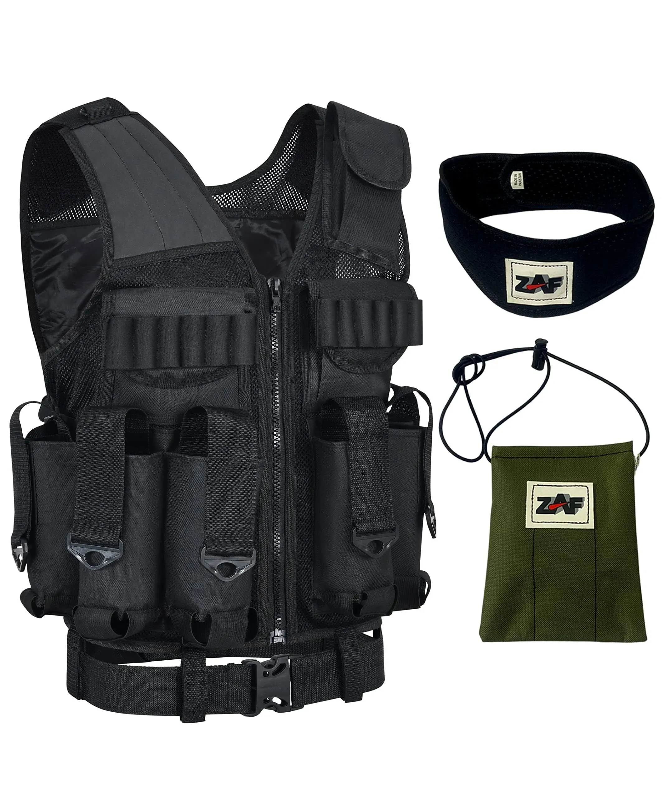 9 pod paintball tactical vest with free barrel pouch and neck protector unisex